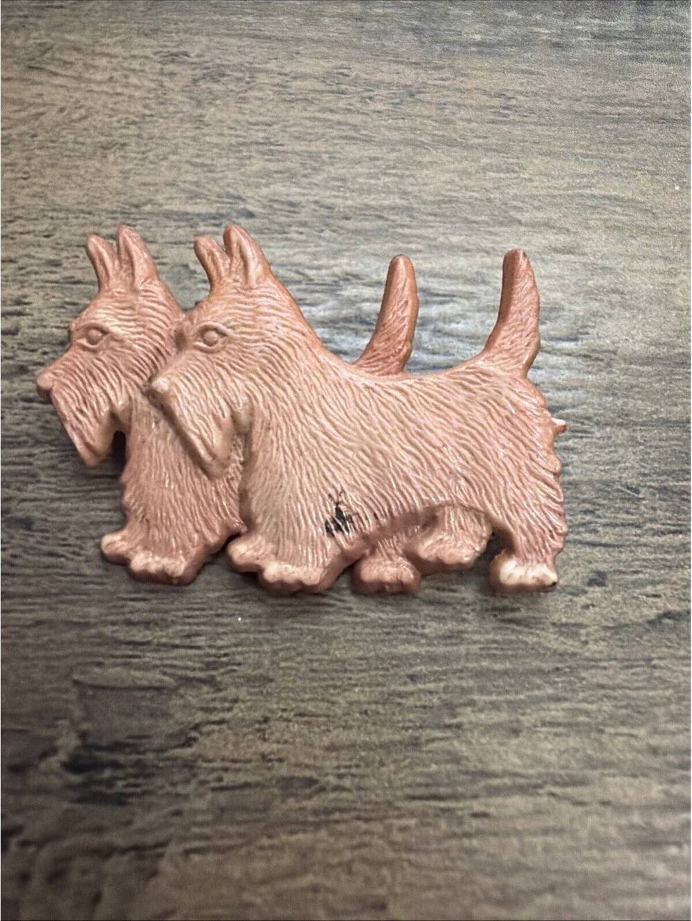 Vintage 1940's Double  Scottie Dogs Brooch Old C Clasp